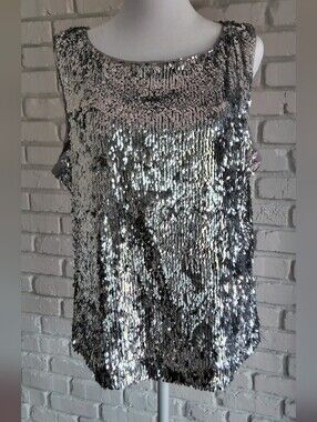 White House Black Market Silver Sequin Cami